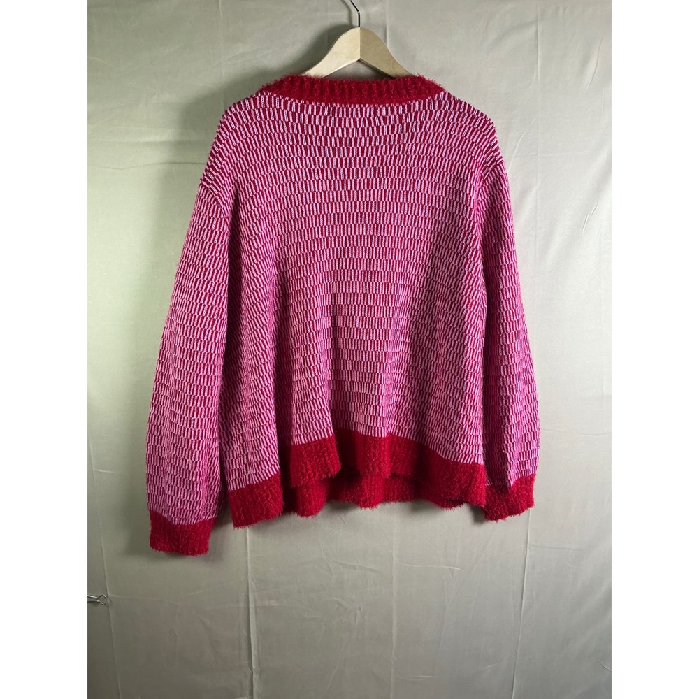 33 Degrees Women Red Pink Christmas Cardigan Sweater Tree Buttons XL Holiday - Picture 9 of 12